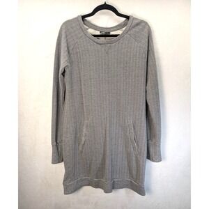 Go Lite Sweatshirt Dress Size Medium Gray Herringbone Cotton Long Sleeve Pockets
